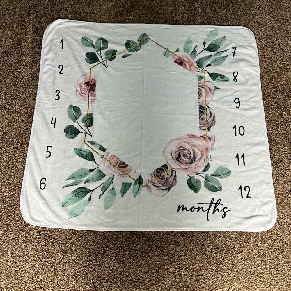 Baby Monthly milestone blanket. Blanket only.
